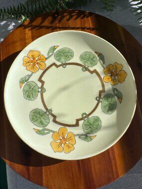 Antique Art Deco Yellow Nasturtium Salad Plate by EPIAG Czechoslovakia